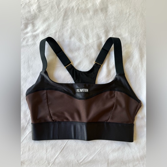 PE Nation brown & black sports bra & leggings set S - Picture 2 of 16
